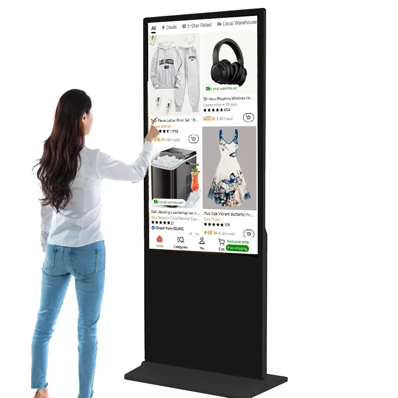 New 43 49 55 65 Inch Floor-Standing Restaurant Lcd Portable Advertising Player Digital Signage And Displays