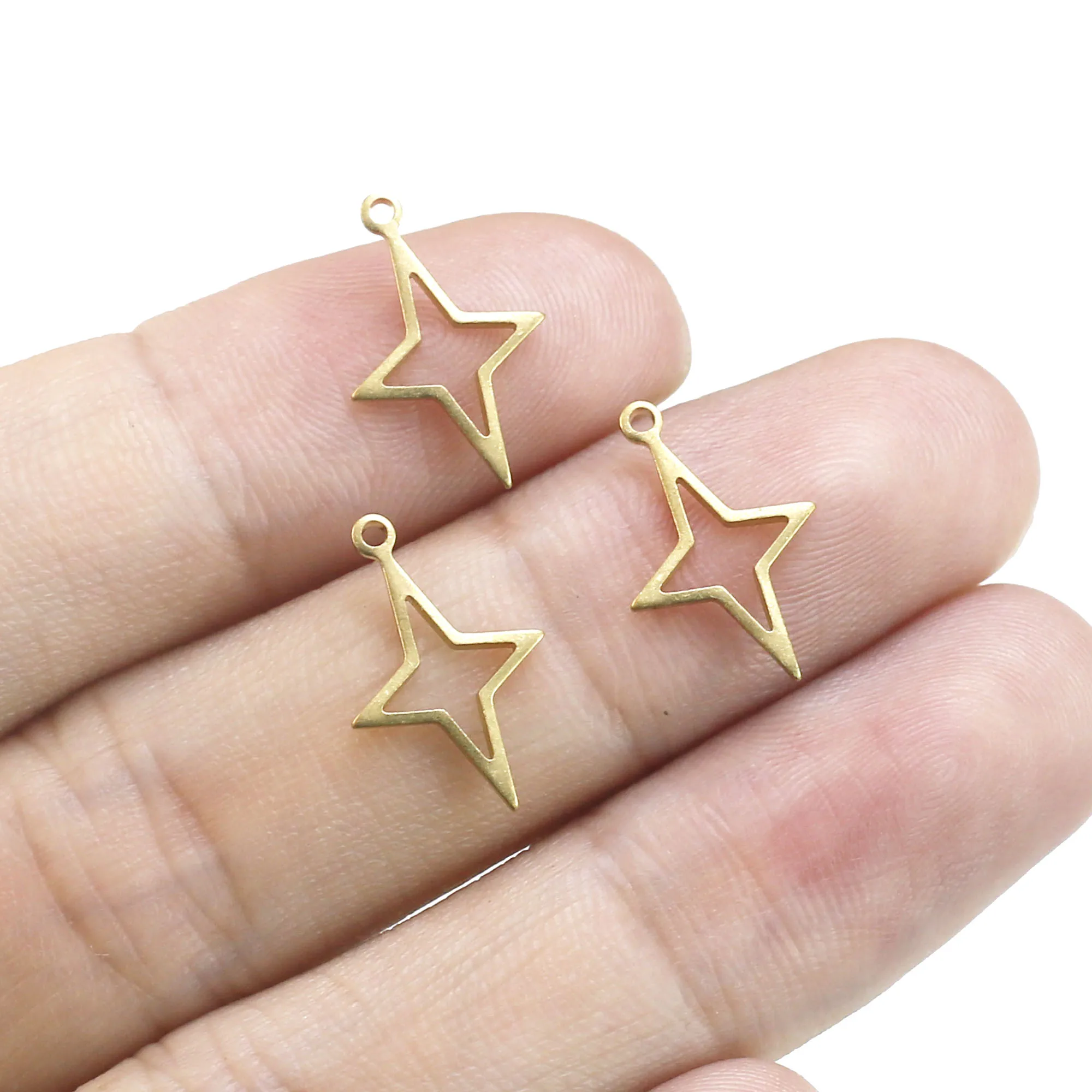 30pcs North Star Brass Charms, Dainty Earring Charm, Earring Accessories, 15x11.3mm, Celestial charm, Jewelry Making  R1644