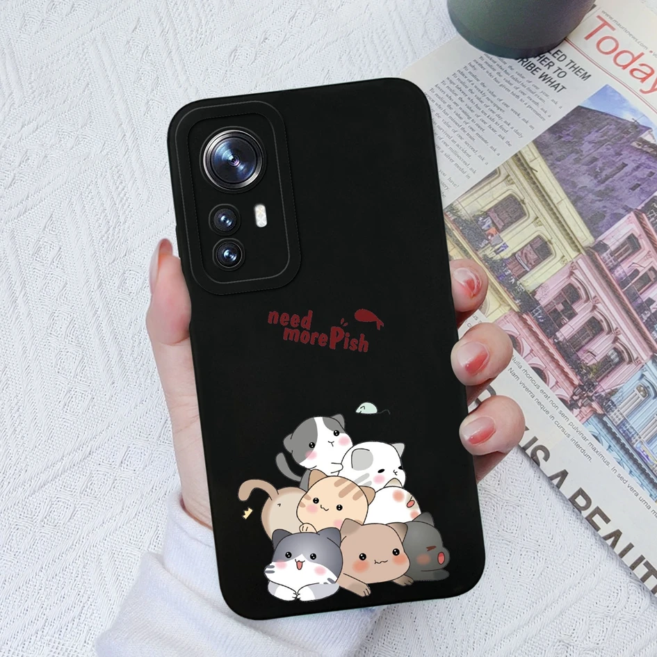 Case For Xiaomi 12X 12 Lite Cute Shockproof Cover Cactus Flower Protective Liquid Silicone Phone Case For Xiaomi 12 X Funda Capa