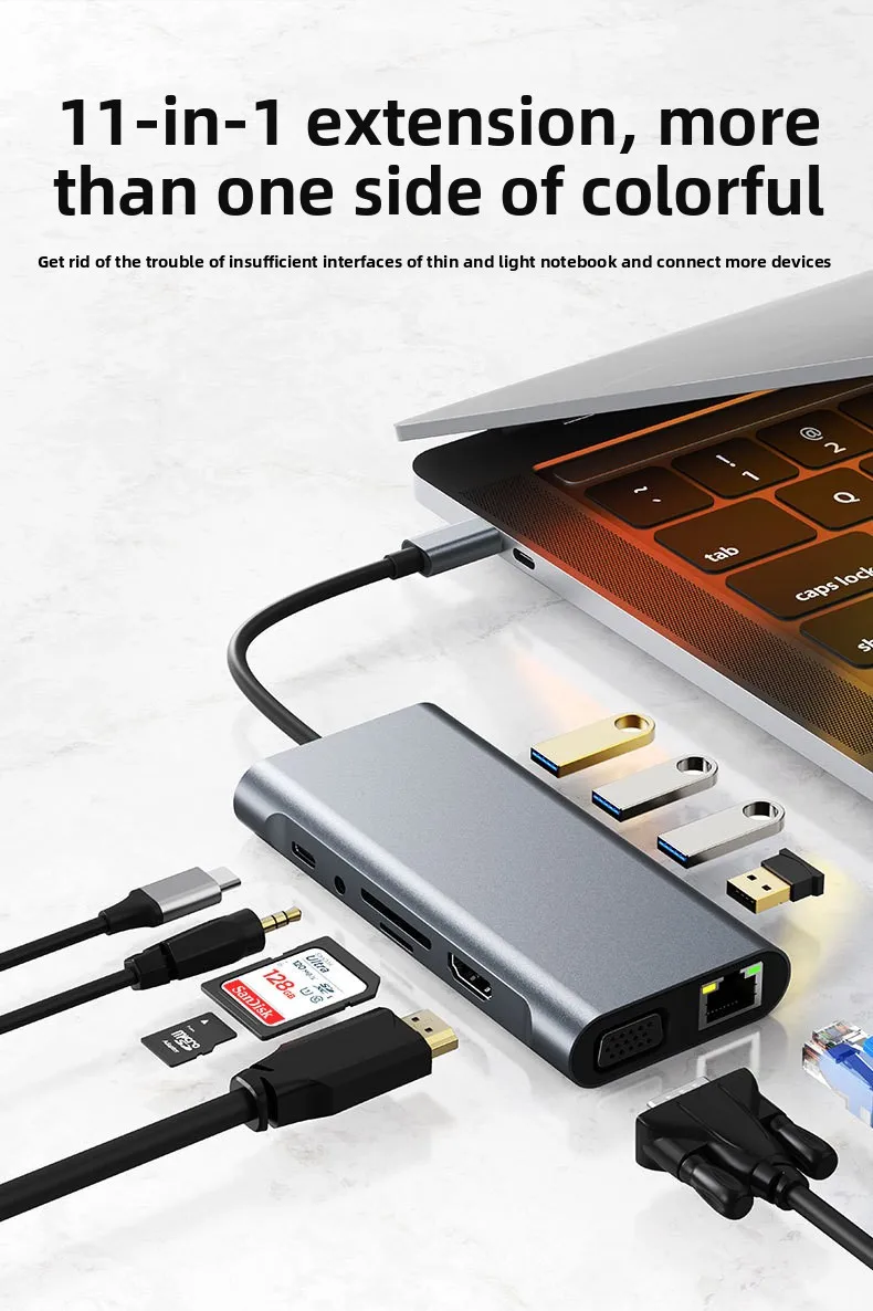 Typ-C Dockingstation Mac Multi-Port Laptop Expander 11-in-1 Dockingstation – Detail 2