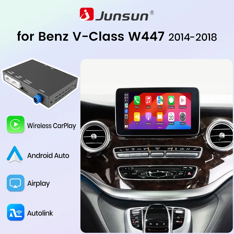 Image of Junsun Wireless CarPlay Android Auto Interface Modul für Mercedes-Benz W204 W205 W176 GLC A C V Klasse W447 CLA GLA Bluetooth Mirror Link AirPlay