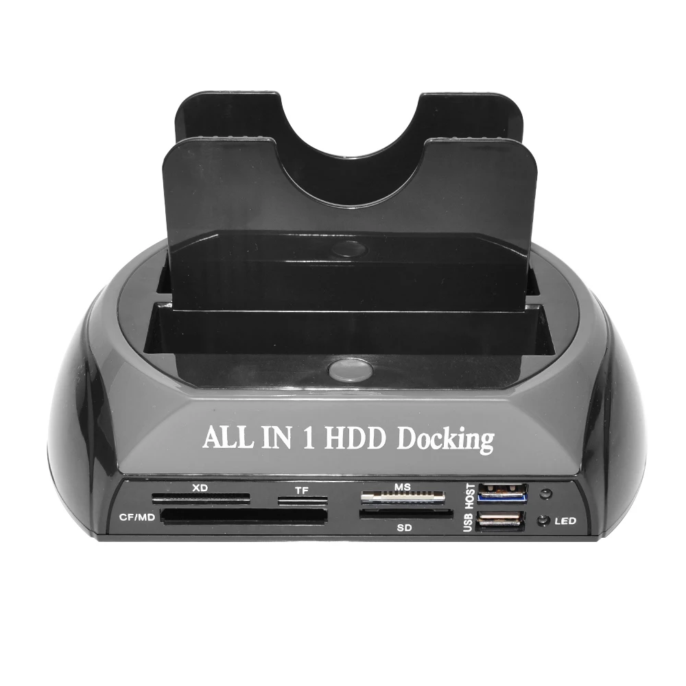 Estação de acoplamento tudo em um HDD com slot para leitor de vários cartões para gabinete HDD Estação de acoplamento de disco rígido SATA/IDE de 2,5/3,5 polegadas