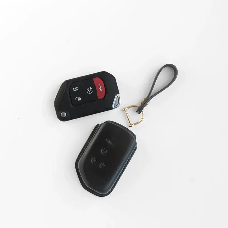 for JEEP Wrangler JL Highland Rubicon Key Case 4 Button Handmade Leather Personalized High End Key Cover Jungle Style