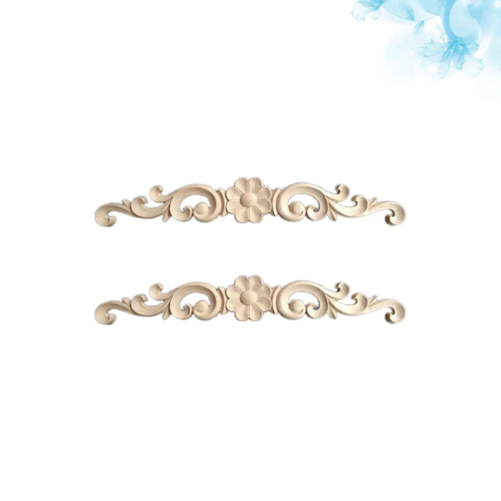 

2 Pcs Unpainted Frames Wood Applique Cabinet Decoration Onlay Wooden