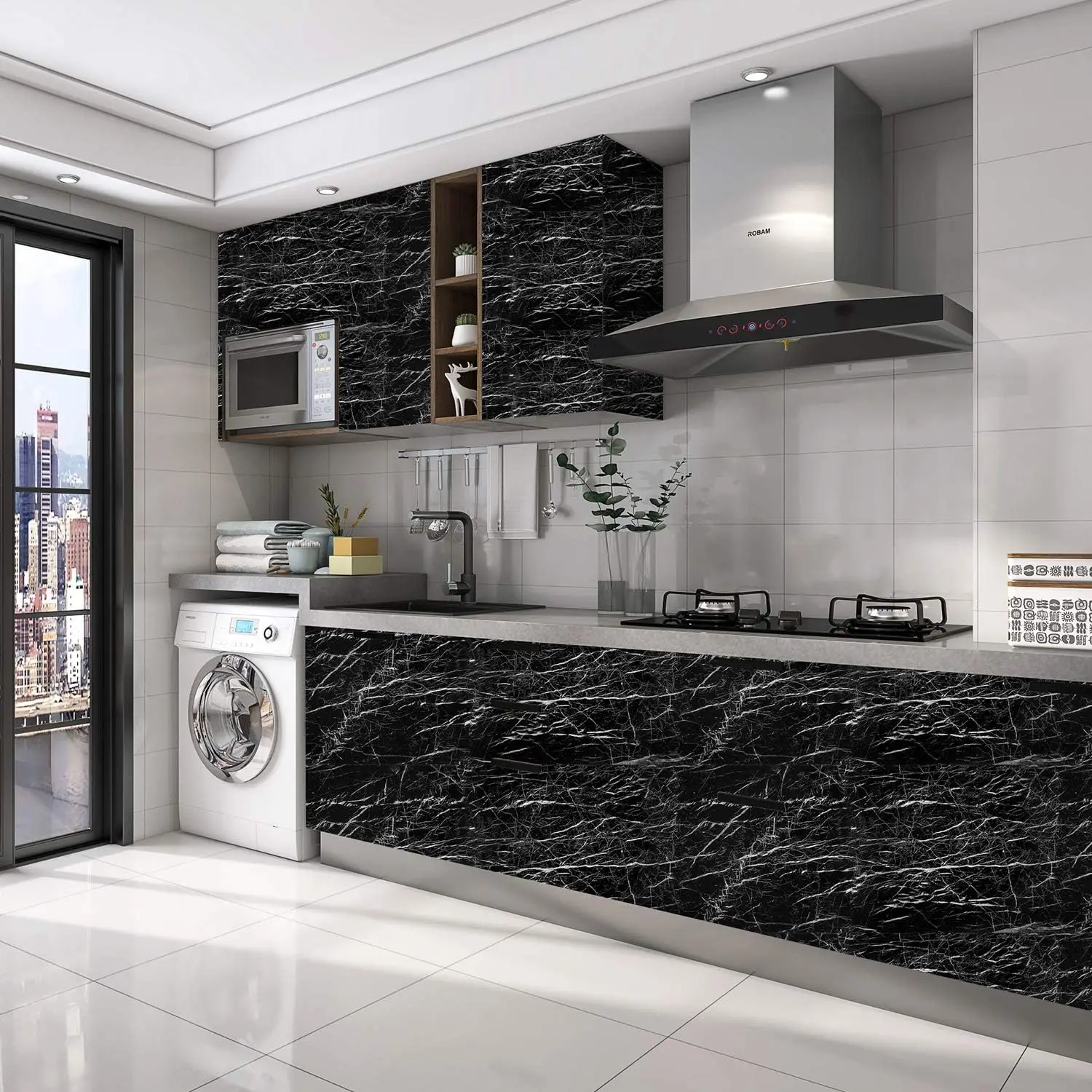 Kitchen Oil-Proof Film Stove Waterproof Moisture-Proof Self-Adhesive Wallpaper Countertop Cabinet Renovation Tile Marble Sticker