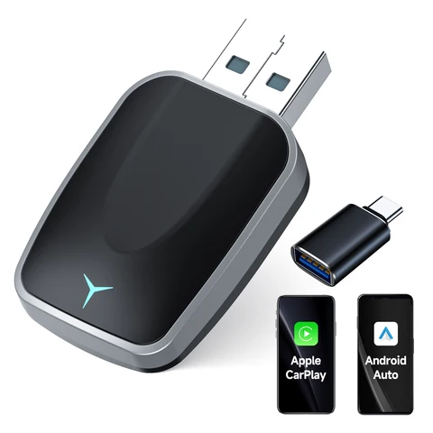 Проводной адаптер CarPlay 2-в-1 и беспроводной адаптер Android Auto Plug & Play