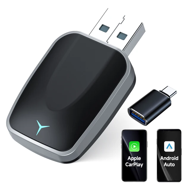 Adapter przewodowy do bezprzewodowego CarPlay 2 w 1 i adapter bezprzewodowy Android Auto Plug & Play