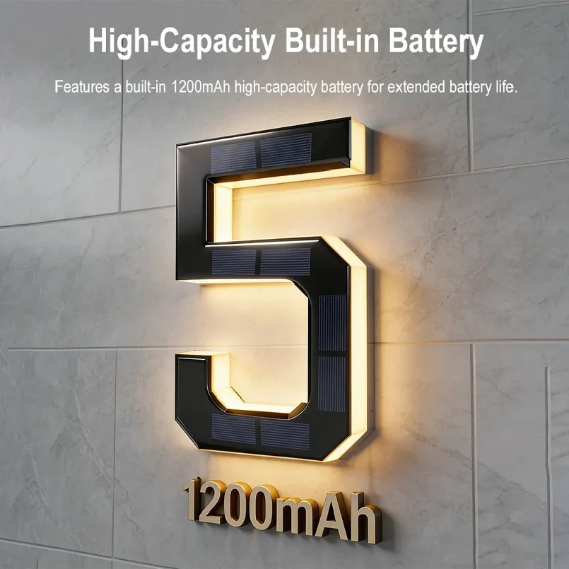 Solar House Number Lights Light Sensor House Sign Modern Led Address Sign Solar House Number Sign Waterproof for Home Decoration