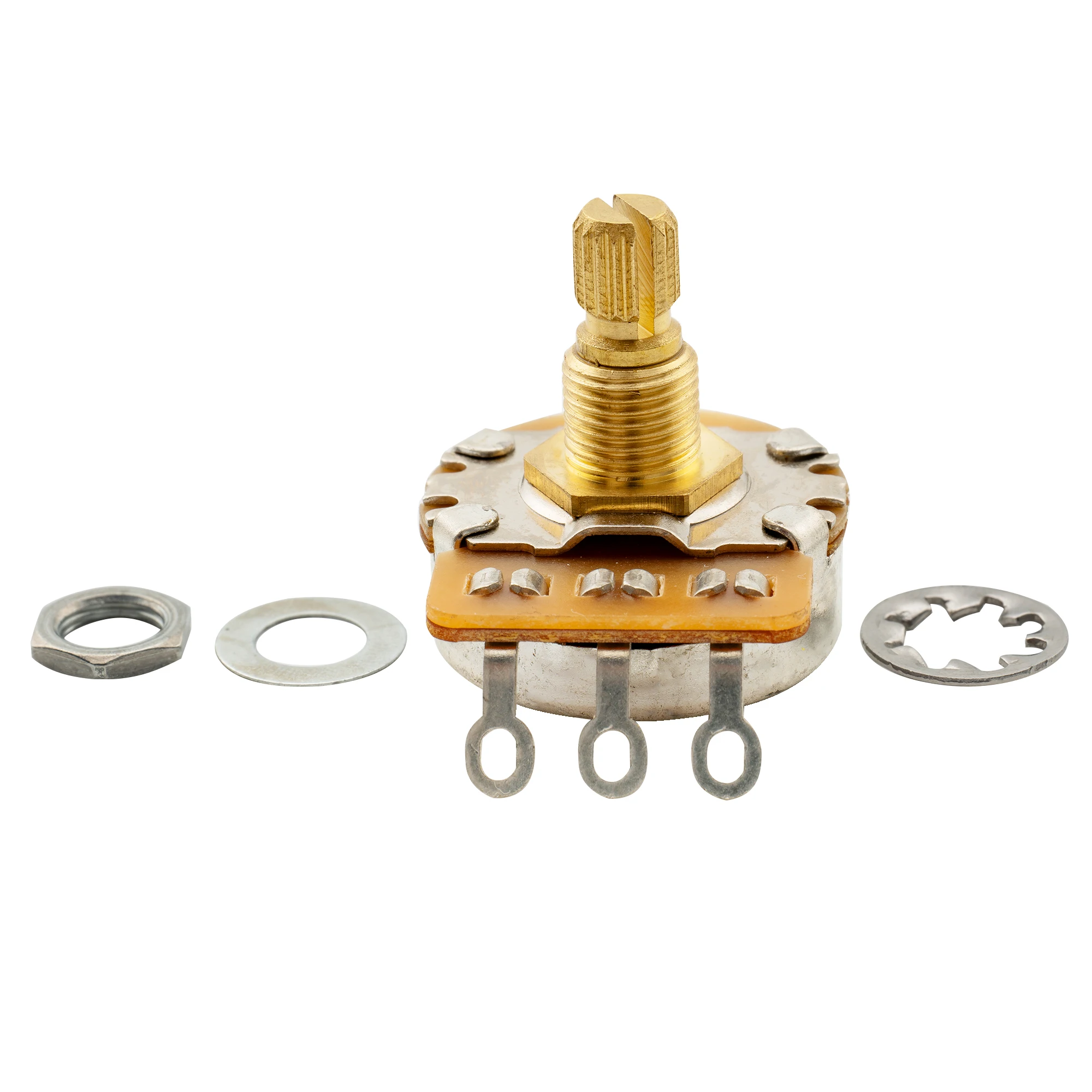 Musiclily Pro HD A250K/B250K/A500K/B500K/A1M/B1M Full Brass Metric Coarse 18-Spline Split Short Shaft 6.5mm Potentiometer