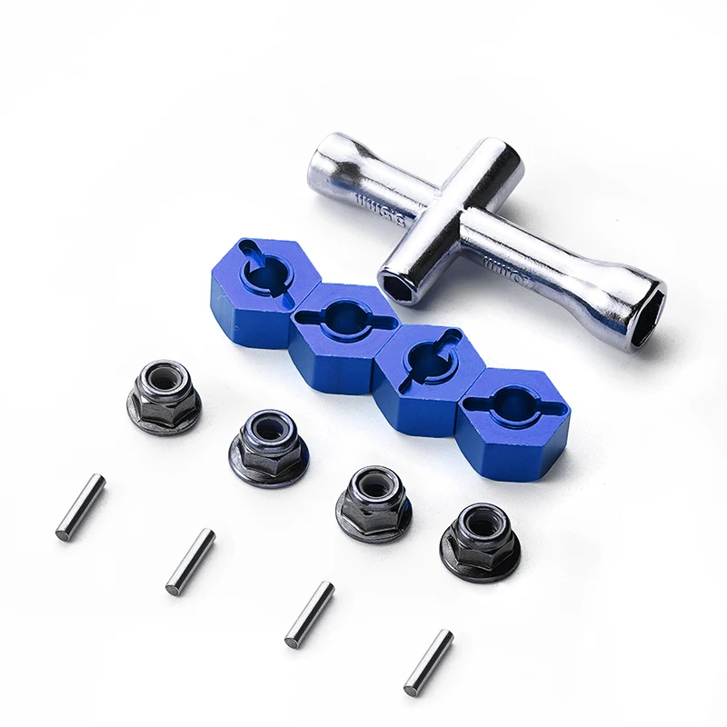 Aluminum 12mm Hex Hubs Wheel Adapters Flanged Lock Nuts Cross Wrench for Traxxas Stampede Slash 4x4 1/10 RC Car Upgrade Parts