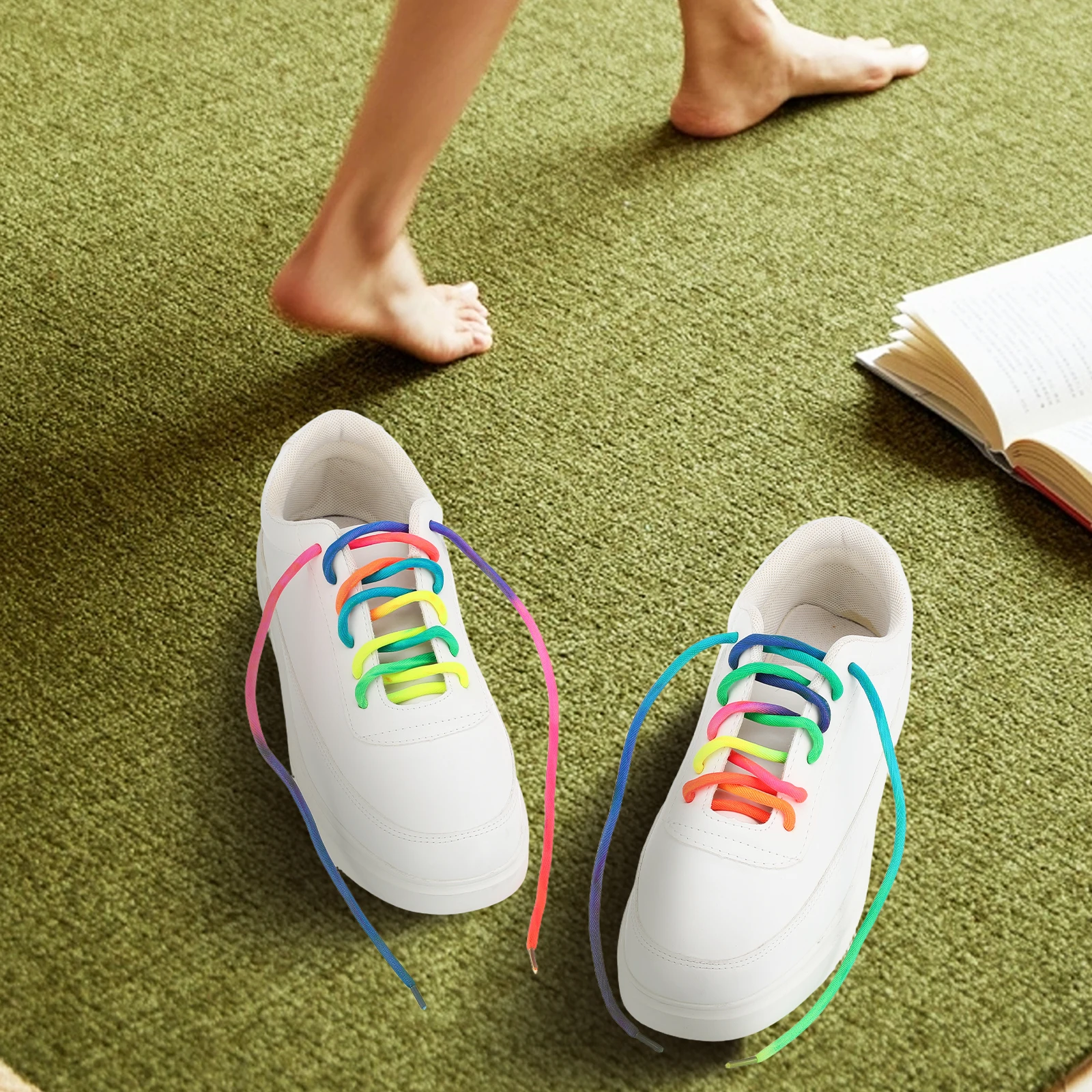 

Colorful Shoelaces Round for Sneakers Fun Shoestring Colored Rope Gradient Thick