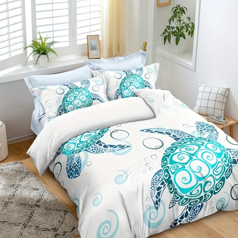 turtle-print-bedding-set-soft-comfortable-duvet-cover-for-bedroom-guest-room-1-duvet-cover-2-pillowcases-without-core