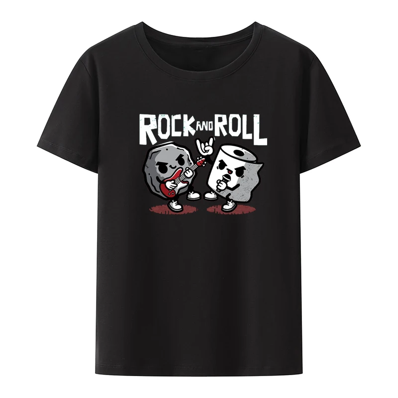 Rock and Toilet Roll Graphic Printed Funny Tee Anime T-shirt O-neck Roupas Masculinas Summer Clothes for Men Clothing Novelty