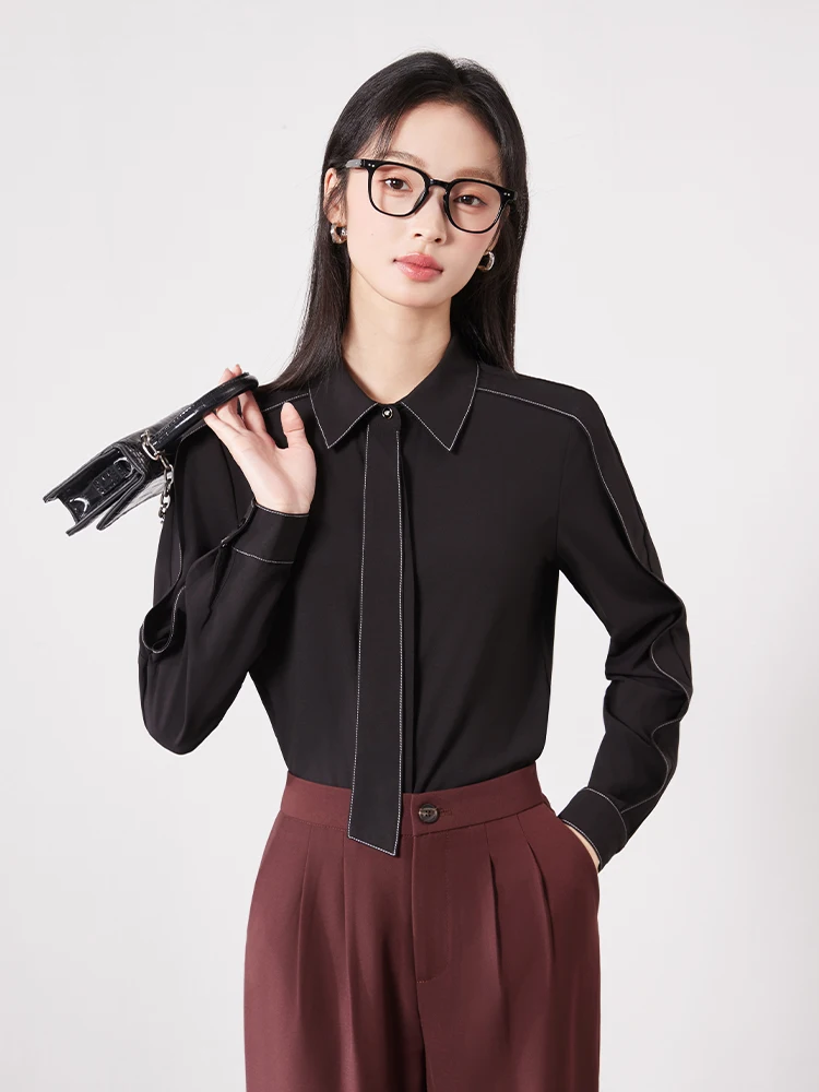 เสื้อเชิ้ตแขนยาวผู้หญิงสไตล์มืออาชีพจาก AIyssa ดีไซน์หรูหรา สวยงาม นุ่มสบาย 2025 สไตล์ใหม่