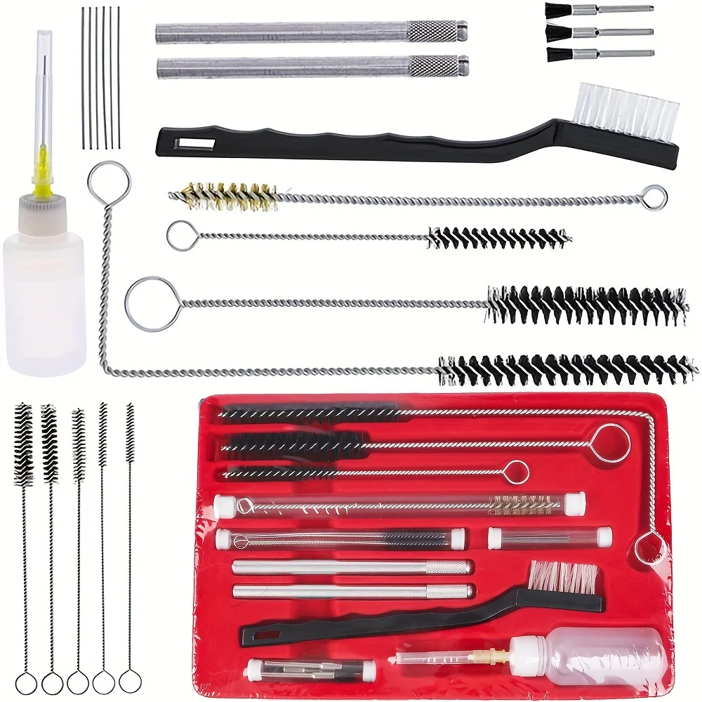 22Pcs Air Brush Spray Gun Cleaning Kit Car Paint Sprayer Cleaning Brush HVLP Pneumatic Paint Sprayer Detail Cleaning Repair Tool