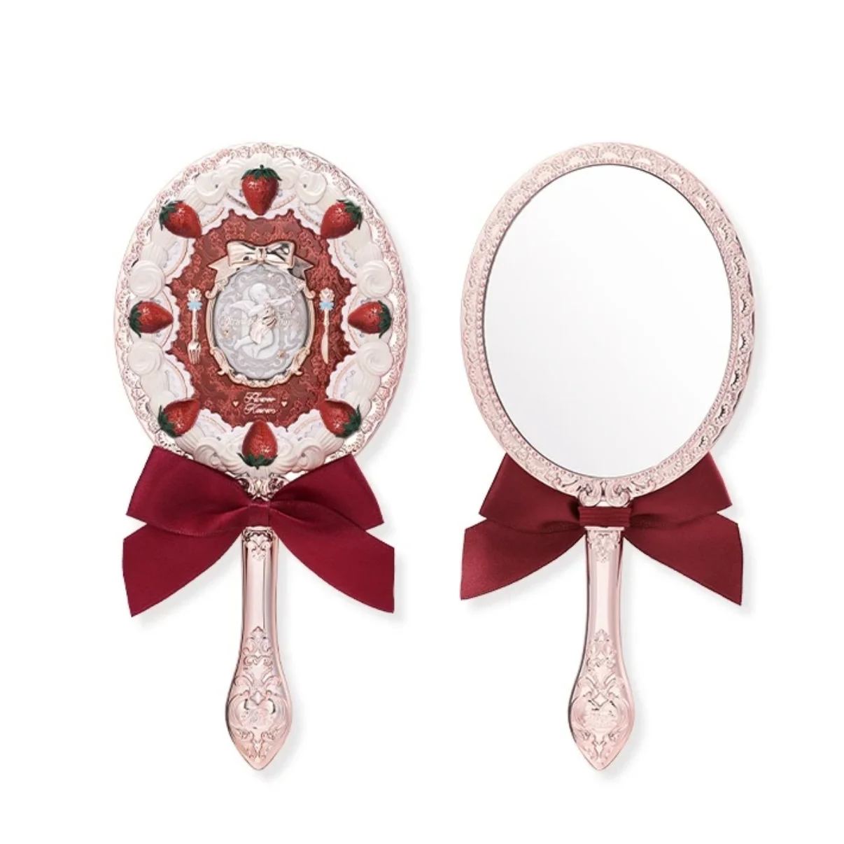 

Коллекция клубничных Купидонов «Цветок знает», ручное зеркало, изысканное текстурированное ручное зеркало, красное, розовое, женские инструменты для макияжа