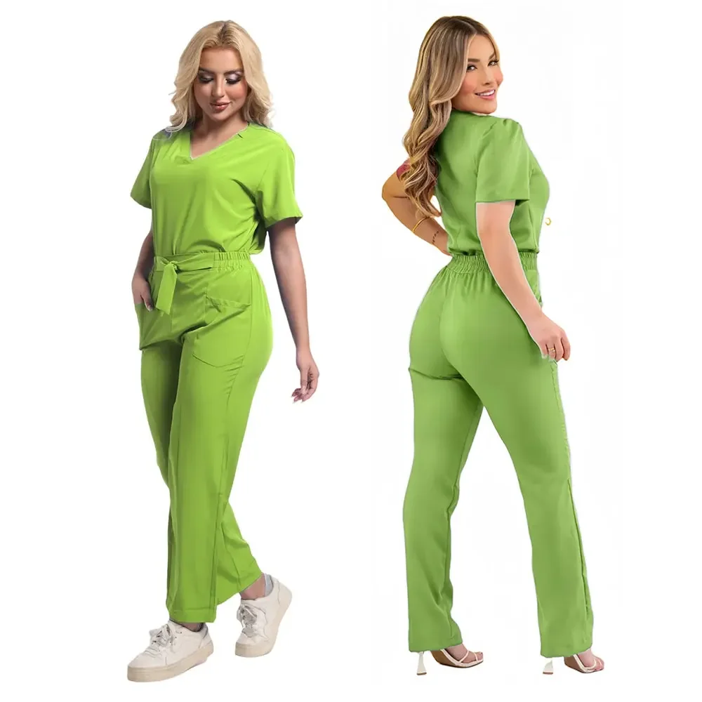 Multicolor Scrubs Uniform Short Sleeve Tops+Pants Women Nursing Uniform Pet Shop Doctor Scrub Medical Surgery Workwear Scrub Set