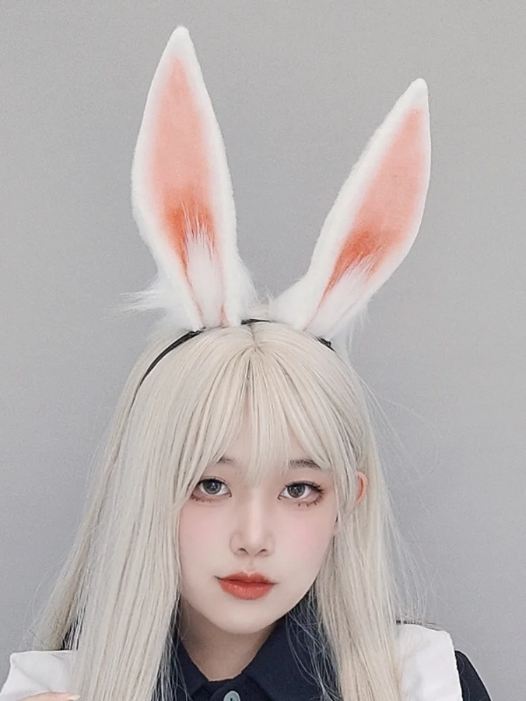 JK Lolita accessori White Pink Rabbit Headwear fascia regolabile ragazza Cute Lovely Cosplay Costume Prop Holiday Party Wear