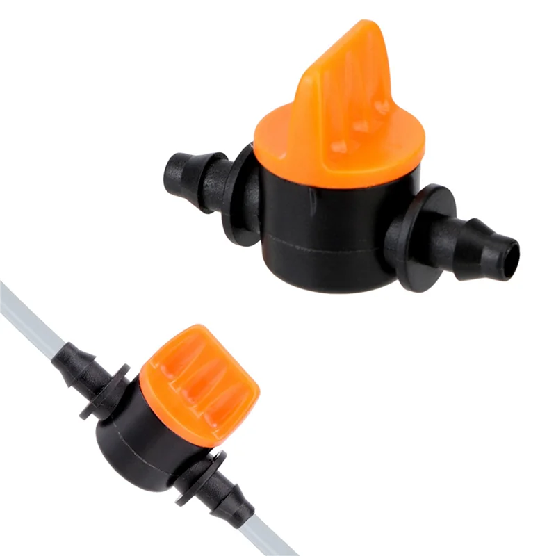 

100 шт. 1/4-дюймовый мини-клапан для труб 4/7 мм, контроллер шланга, колючий адаптер, сельскохозяйственная система капельного орошения, фитинг-AT36