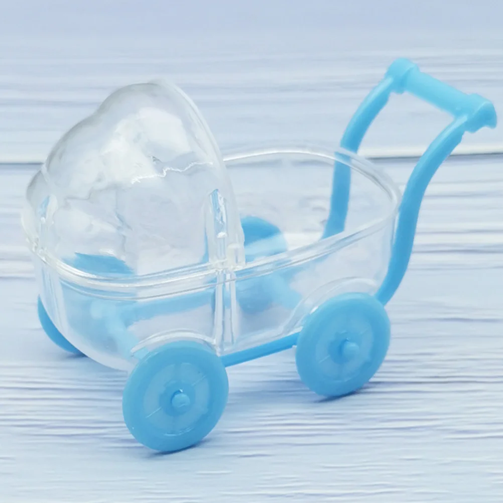 

12 pcs Stroller Shaped Candy Storage Boxes Plastic s Transparent Gift For 100 Days Celebration Color Recognition