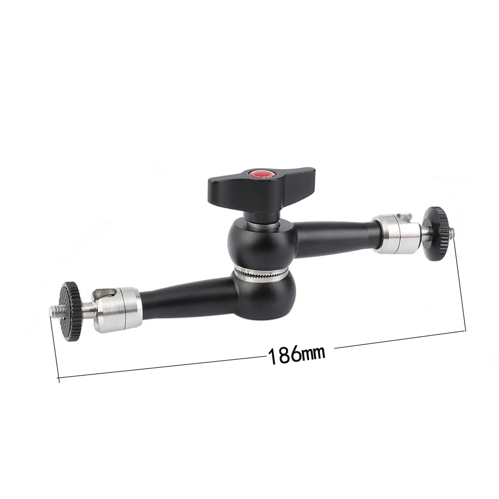 HDRIG-abrazadera de cabeza esférica, brazo articulado mágico con doble rosca de 1/4 ", montaje de tornillo, Conector de tiro caliente para cámara DSLR