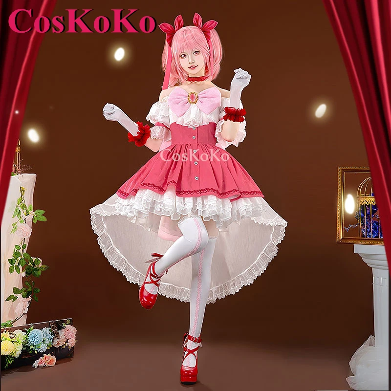 

CosKoKo Kaname Madoka Cosplay Anime Puella Magi Madoka Magica Costume Palgantong Pink Formal Dress Party Role Play Clothing S-XL