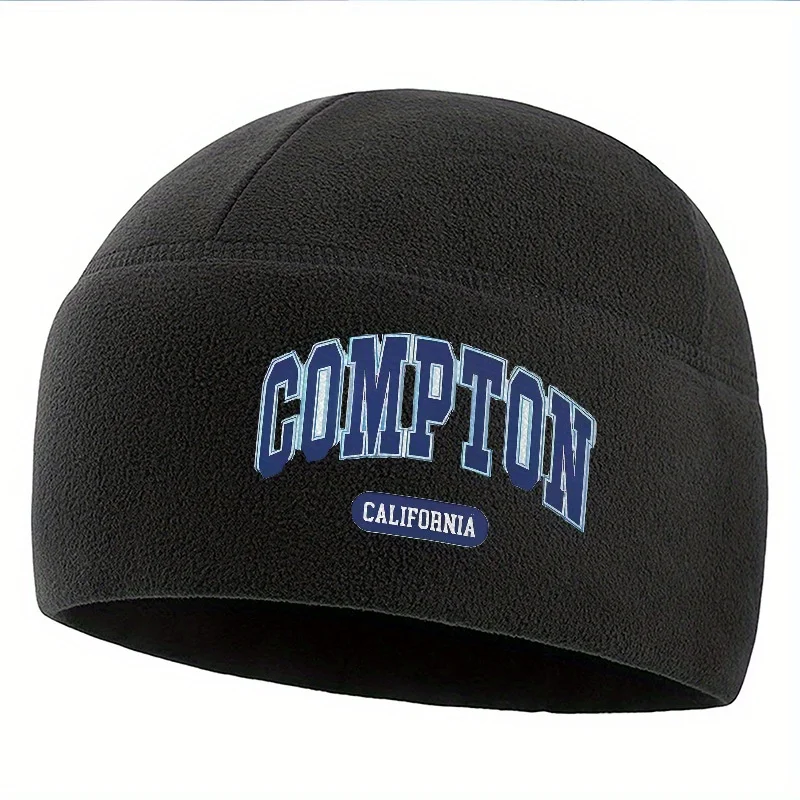 Compton California texte graphique emblème design hommes femmes unisexe bonnet pull casquette hiver thermique chapeau chaud noël extérieur Cyc
