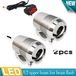 Pair 12V Motorcycle Spot Fog Light Waterproof 30W LED Headlight U2 Laser Front Lamp White Day Light Motorcycle Accessories
