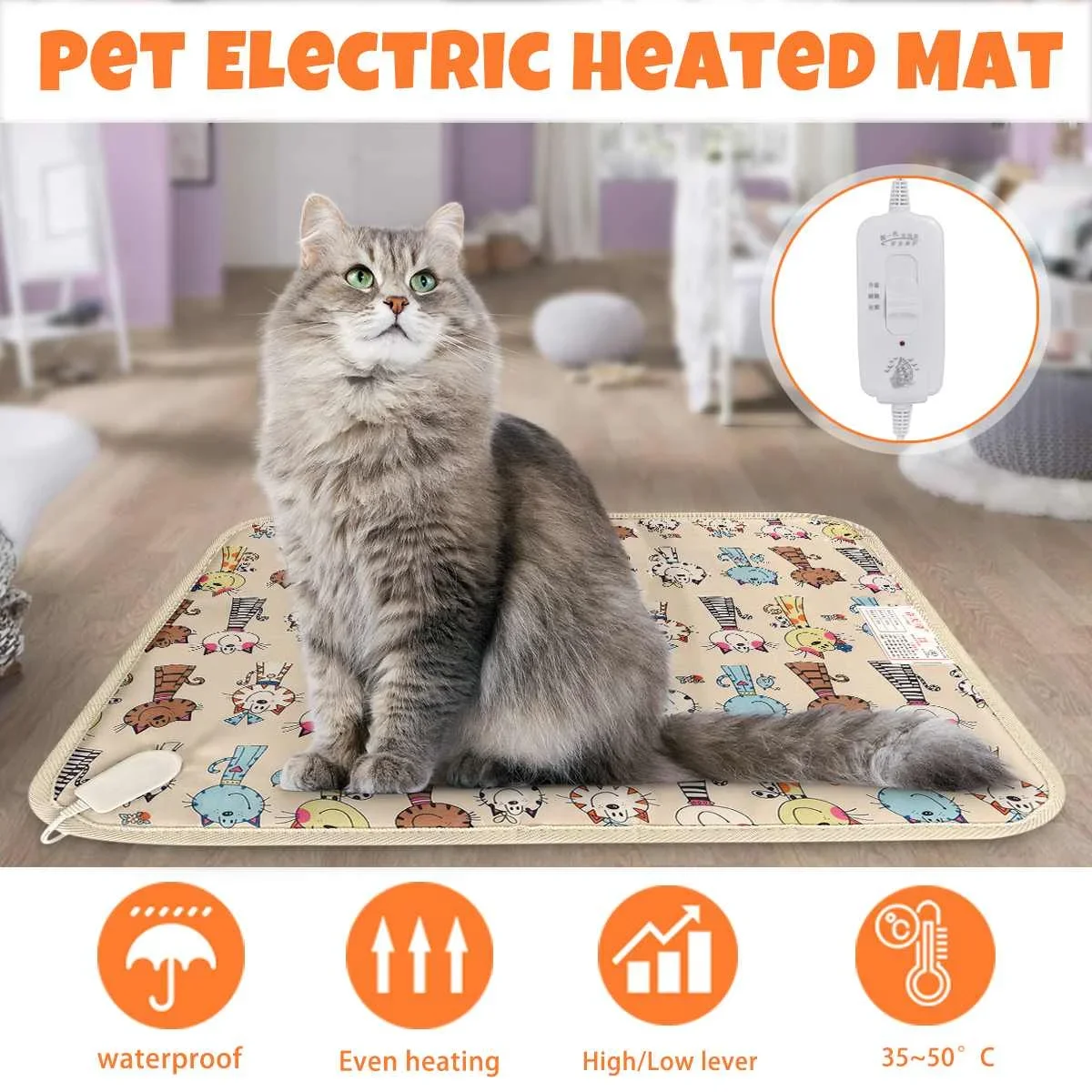 3-Mode Pet Dog Cat Waterproof Electric Heating Pad Body Winter Warmer Mat Bed Blanket Animals Bed Heater Accessories