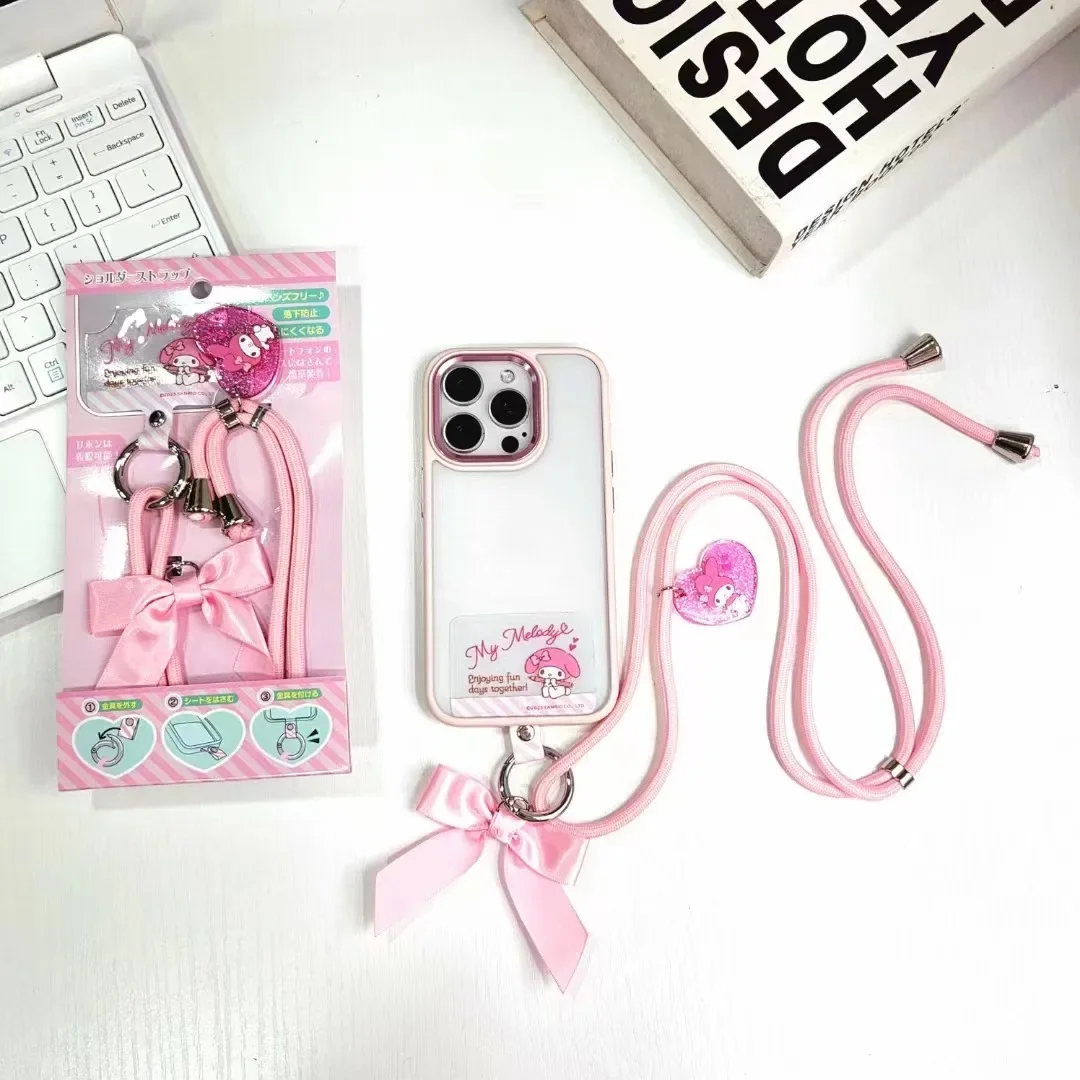 Kawaii Sanrio My Melody Kuromi Pochacco Doll Mobile Phone Lanyard Girl Cute Cartoon Anti-lost Adjustable Mobile Phone Chain Gift