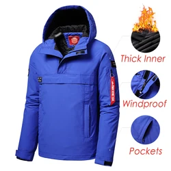 Men Spring New Casual Thick Waterproof Hat Pullovers Jacket Cost Men Autumn Outwear Fashion Windproof Warm Pockets Jacket Men