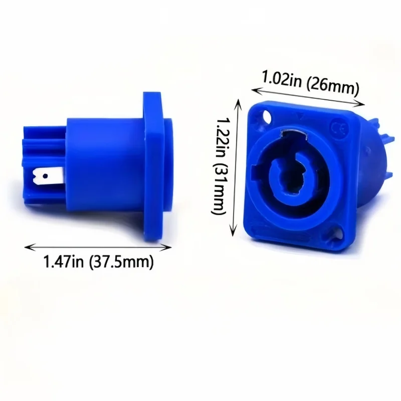 25 Pieces of 3-Pin Powercon Sockets, Blue Input Sockets, White Output Sockets, 20A 250V Power Speaker Panel Socket Female Connectors, Suitable for Audio Amplifiers and Lighting Equipment.