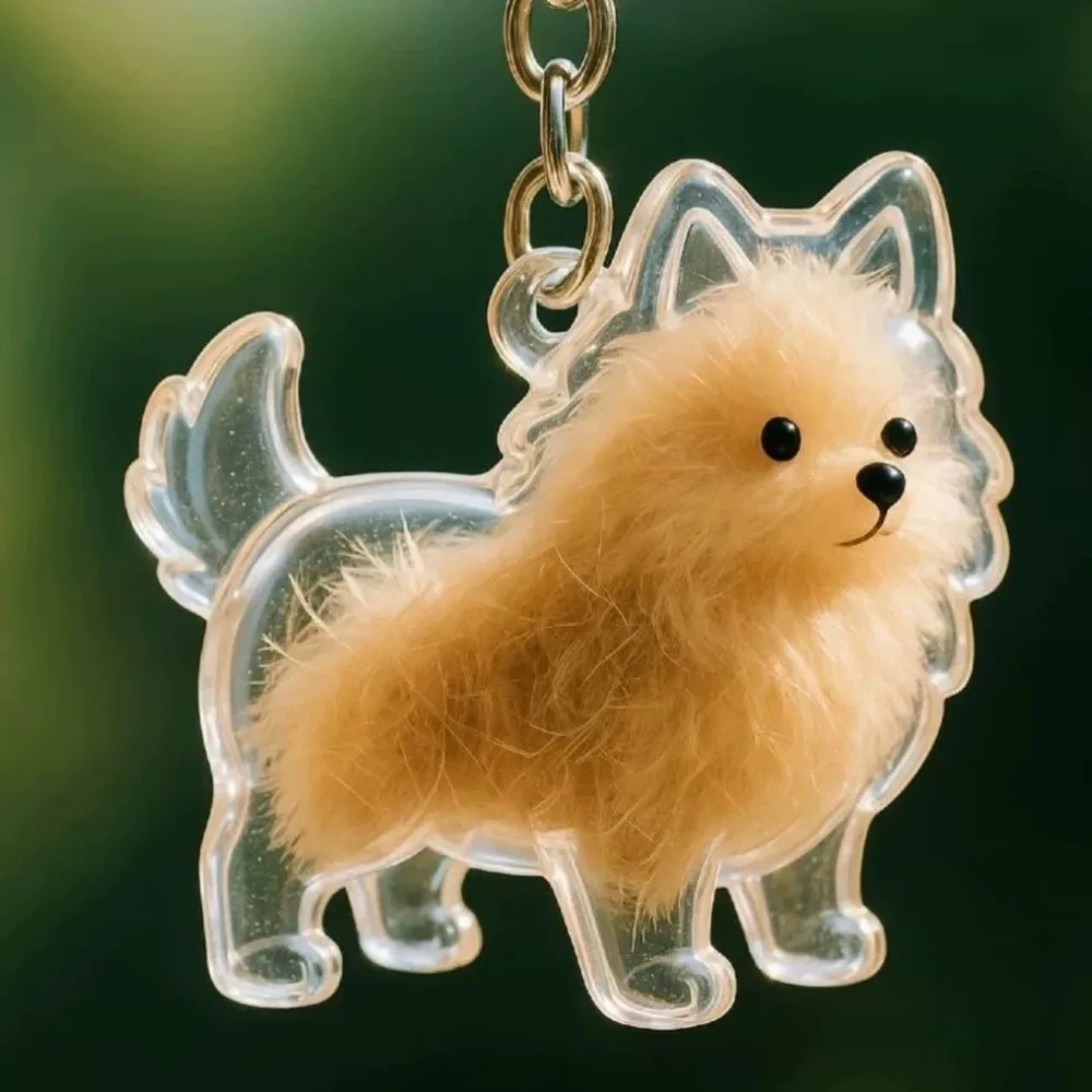 

Transparent Acrylic Keychain Cat Hair Storage Capsule Handmade Animal Shaped Rabbit Hair Storage Box Portable Cute