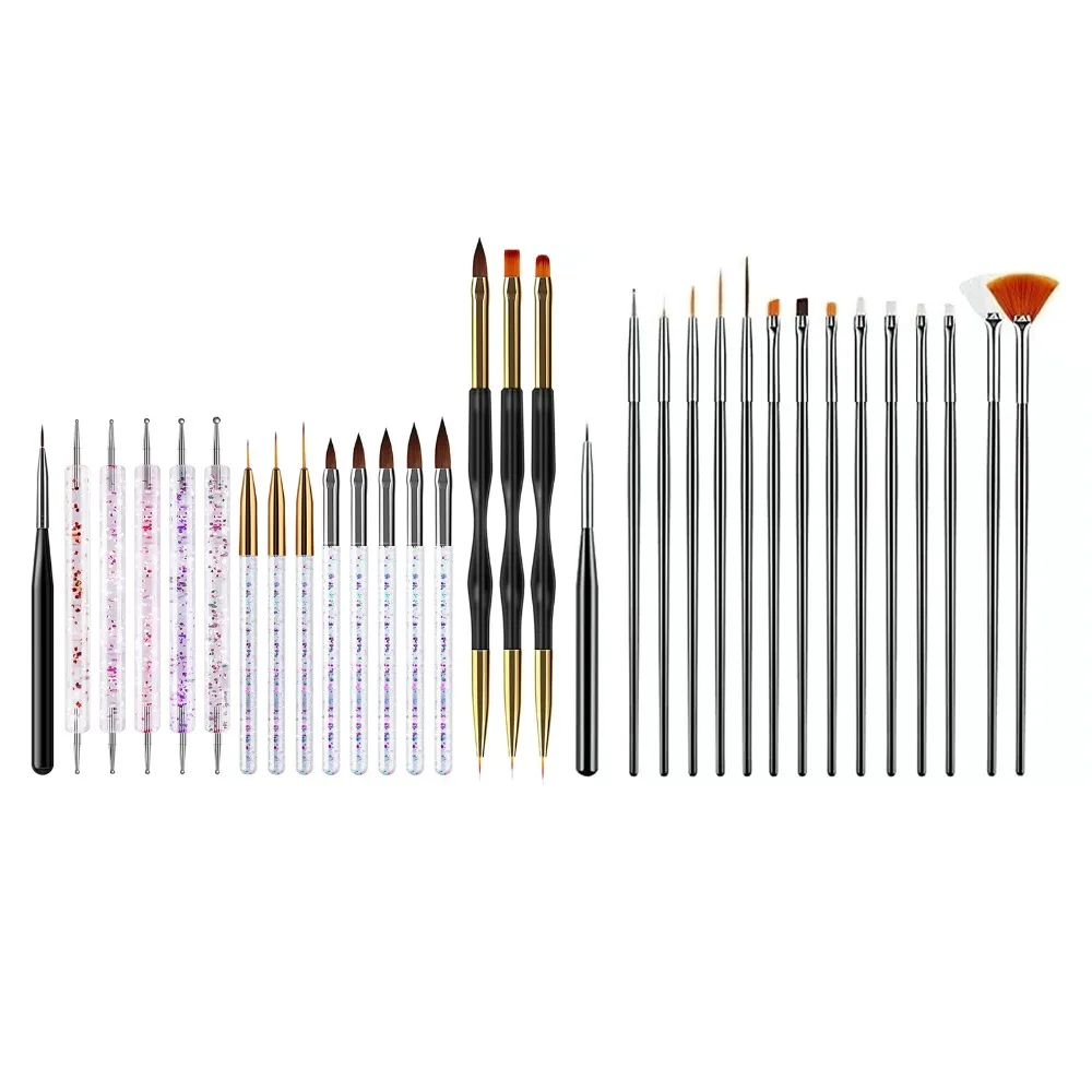 

31pcs Storage Box Liner Brush Nail Art Brush Set Dotting Brush Drawing Pen Nail Painting Brush Set Gel Polish Brush Home Use
