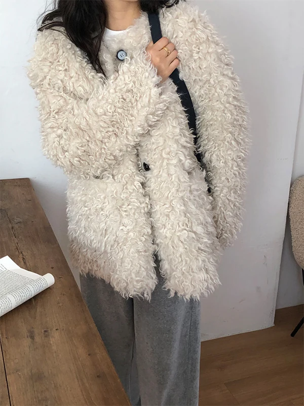 

Корейское женское теплое хлопковое пальто с круглым вырезом, зимнее, новое, модное, омолаживающее, с эффектом высокого класса, с круглым меховым воротником, верхняя одежда