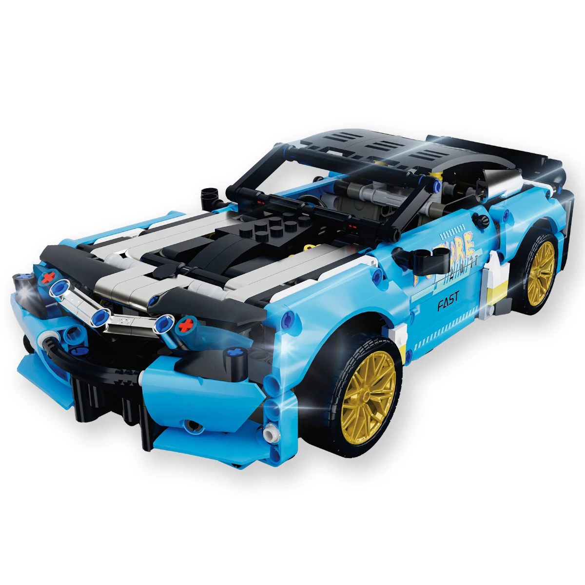 

1/14 Supercar Building Block Model Set Fashionable blue, DIY mechanical assembly, stackable vehicle set, perfect birthday gifts