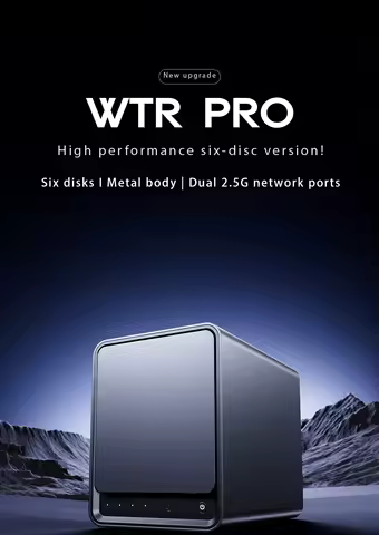 WTR Pro 6 Bay NAS Mini PC Intel Twin Lake N150 DDR4 3200MHz M.2*2 2280 NVMe 3.5 SATA x 4 2.5G LAN Desktop NAS DIY Computer