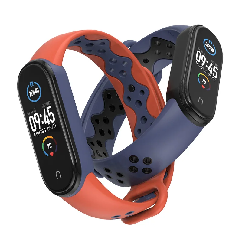 Sport wrist Strap for Xiaomi mi band 7 6 5 dual color sport Silicone Bracelet for Mi band 6 5 band7 smart watch bracelet