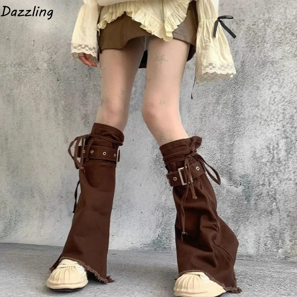 

Милые гетры Y2k JK Ретро чулки Y2k Сладкие крутые коричневые чехлы на ноги для девочек