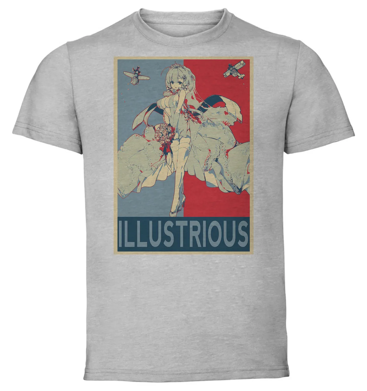 T-Shirt Unisex Grey Propaganda Azur Lane Illustrious Morning Star Of Love And Hope