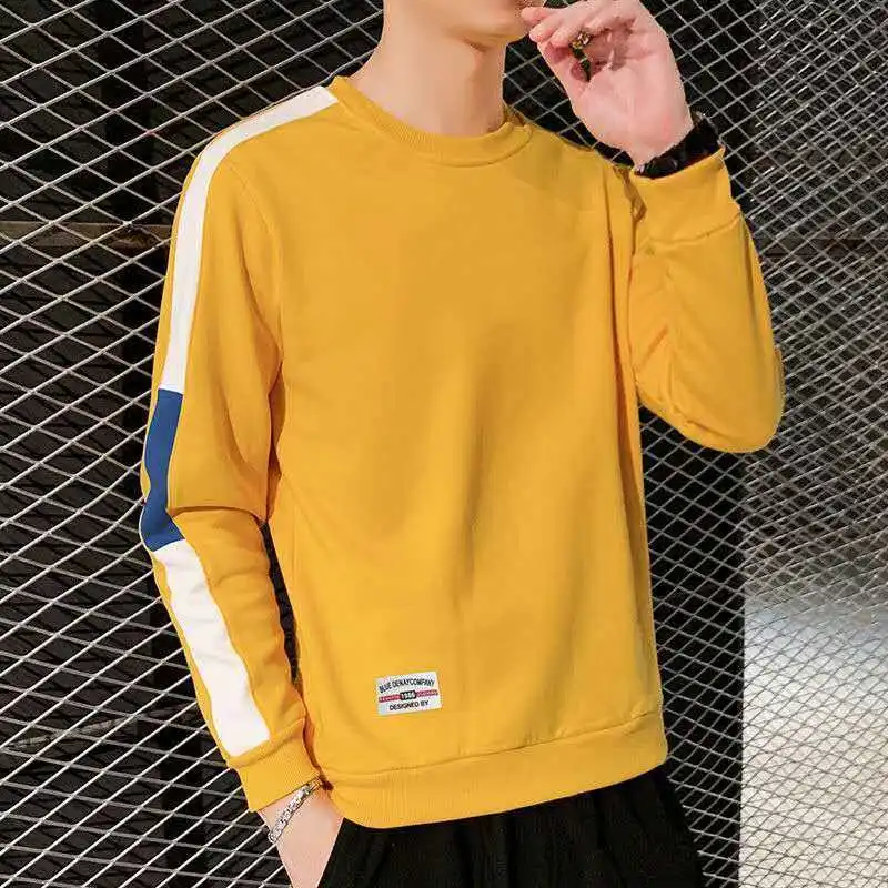 Korean Stylish Spliced Pullovers O-Neck Men's Clothing Youthful Vitality Spring Autumn Long Sleeve Patch Designs Sweatshirts New