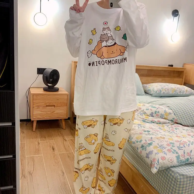 New Sanrio Pom Pom Purin Pajama Pants Women Summer Long Sleepwear Pochacco Hanyodon Cute Cartoon Korean Fashion Home Clothes Y2k