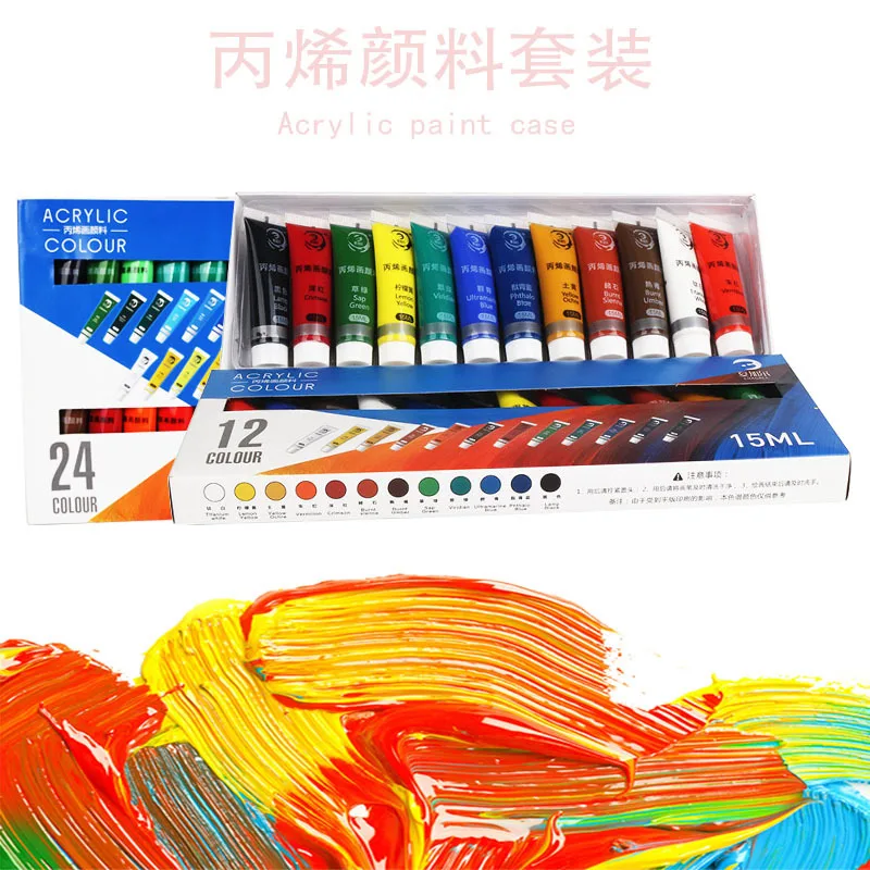 12 colors /24 colors /15ml acrylic paint xiajiaer Beginner Set diy stone waterproof hand-painted clothes wall painting graffiti