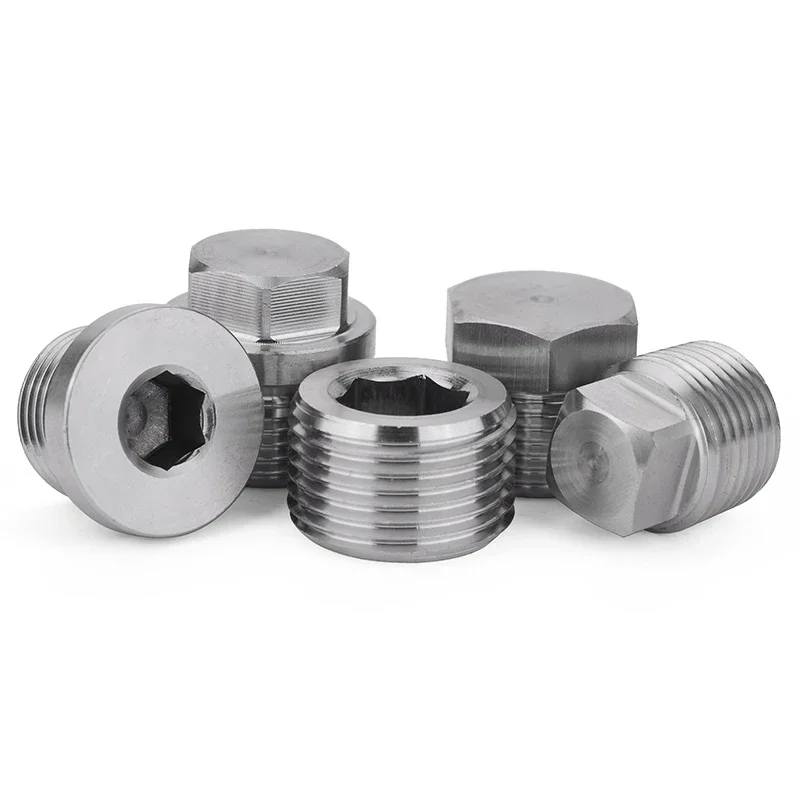 1/8" 1/4" 3/8" 1/2" 3/4" 1" -1-1/2" BSP NPT Male Countersunk Flange Hex Square End Plug Cap 304 Stainless Steel Pipe Fitting