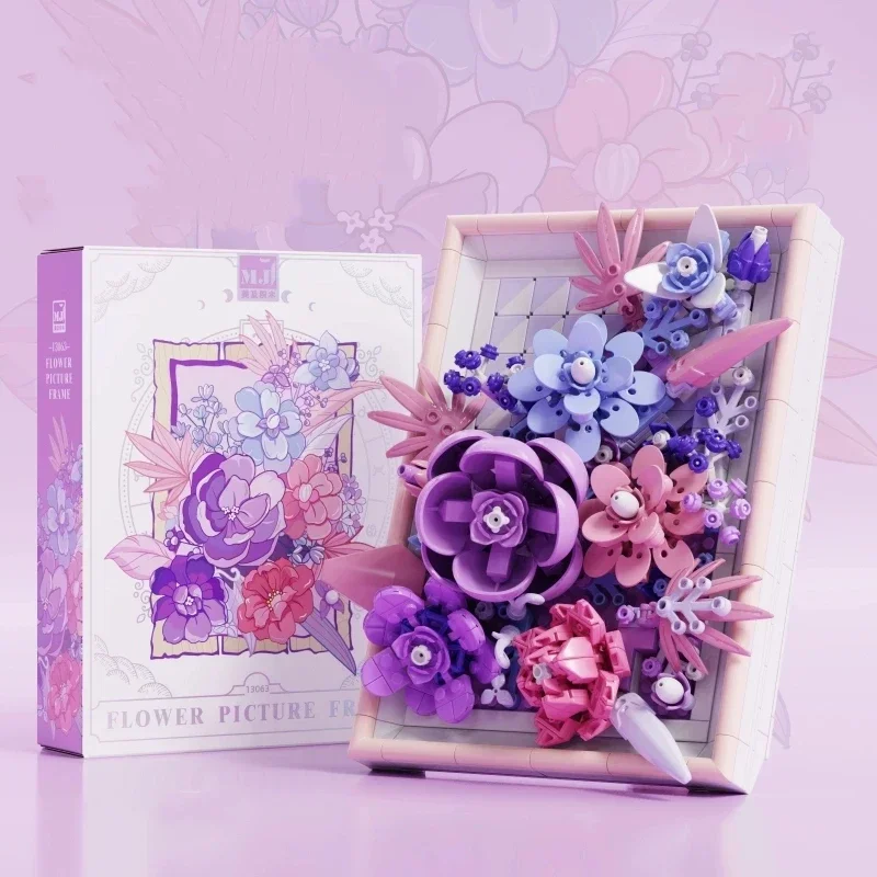 

Fantasy Building Blocks Eternal Life Bouquet Photo Frame Model Ornaments Educational Trendy Splicing Toy Birthday Gift