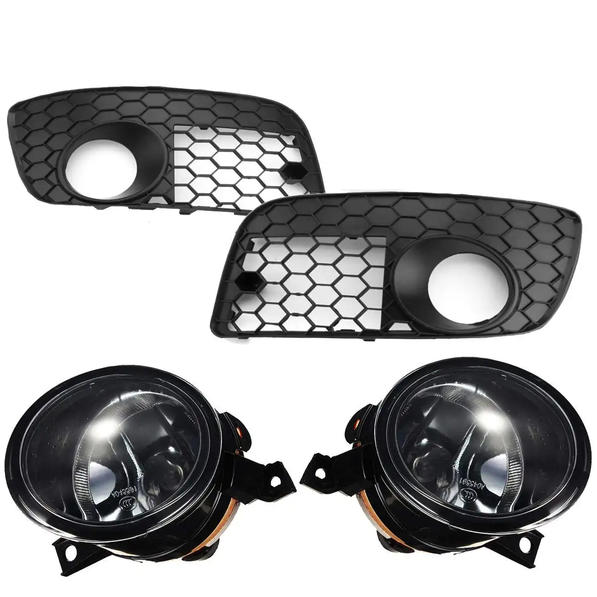 New Car Honeycomb Hex Mesh Fog Light Open Vent Grilles+Fog Light With H11 Bulbs For VW For Jetta MK5 GTI 2006-2009 L1KD941699