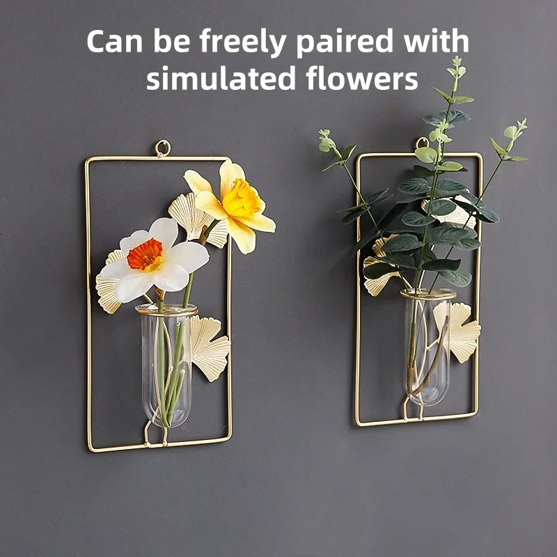 

Geometric Iron Wall Hanging Vase Hydroponic Flower Utensils Home Living Room Dining Room Wall Decoration Decoration Accessories