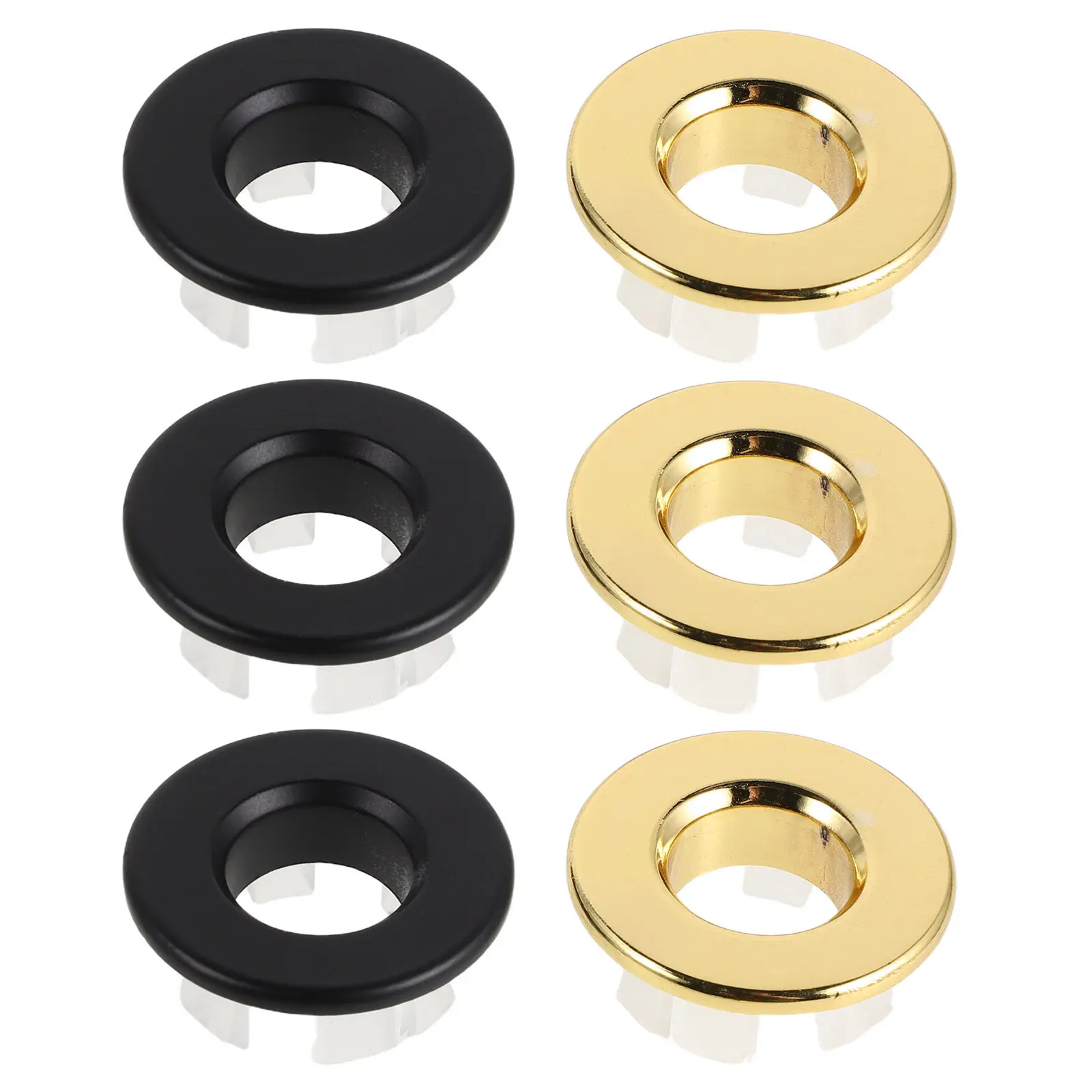 6Pcs Copper Sink Overflow Ring 23-25Mm Round Hole Cover Basin Overflow Cap Easy Fit No Tools Required for Bathroom Kitchen
