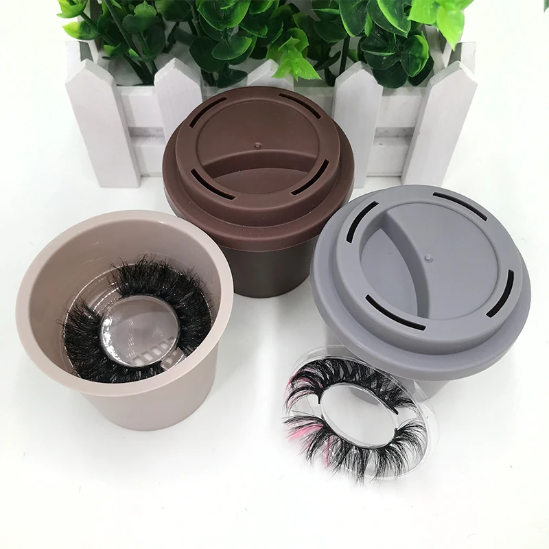 Private Label 3D Mink Eyelash Custom Lash box Pink Coffee Cups Lash Packaging without Lashes