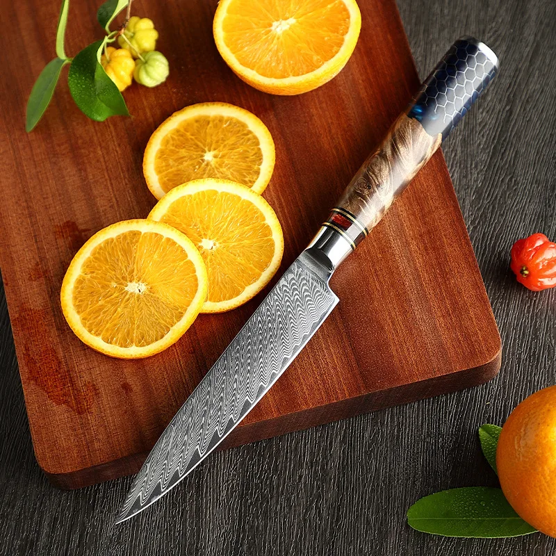 

5 Inch Utility Knife 67 Layers Damascus Steel Blade Sharp Cleaver Steak Paring Peeling Barbecue Kitchen Knives Cooking Tools